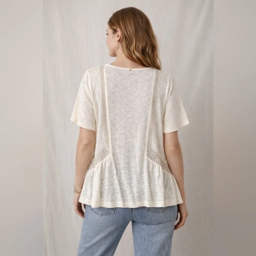 NWT Akemi + Kin Anthropologie Embroidered Linen Dolman Top Size S - Picture 5 of 10